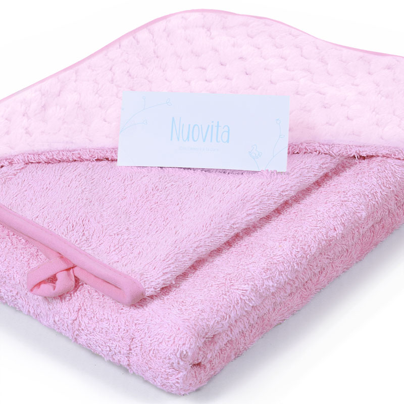 Полотенце с уголком и варежкой Nuovita Grazia 100x100 махра/плюш-соты, розовый  
