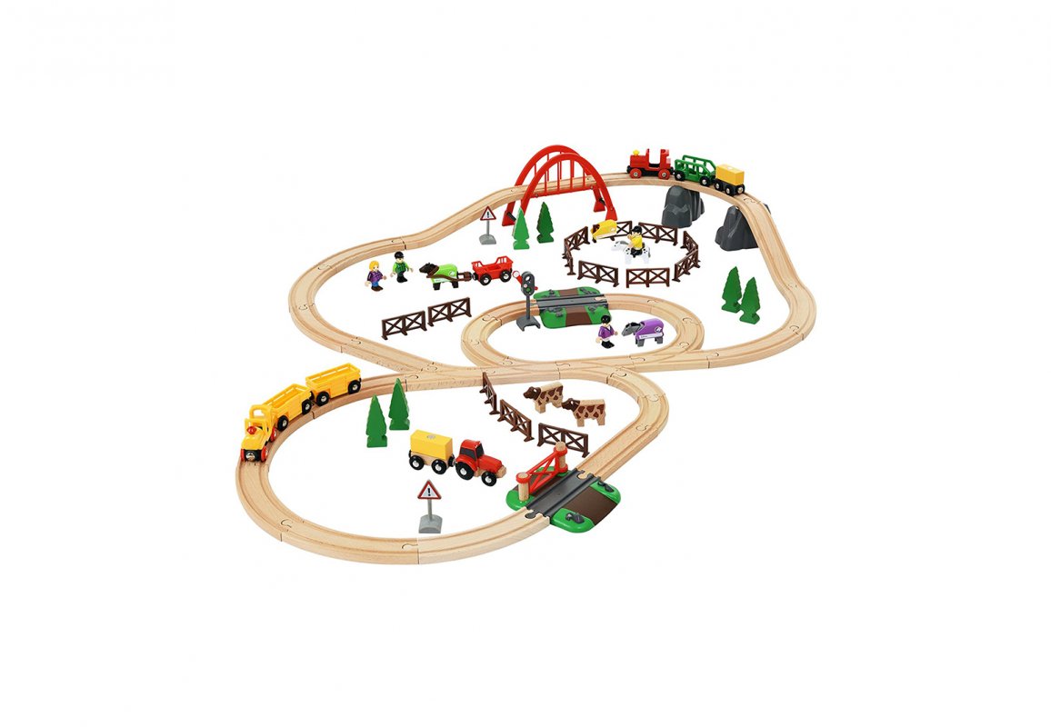 

Подарочный набор – Загородная жизнь с паровозиками без функций, сельхоз техникой, животными и аксессуарами