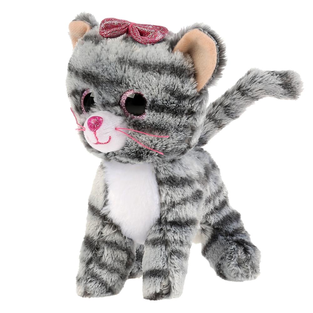 Мягкая игрушка Кошка в сумочке из пайеток 17 см  