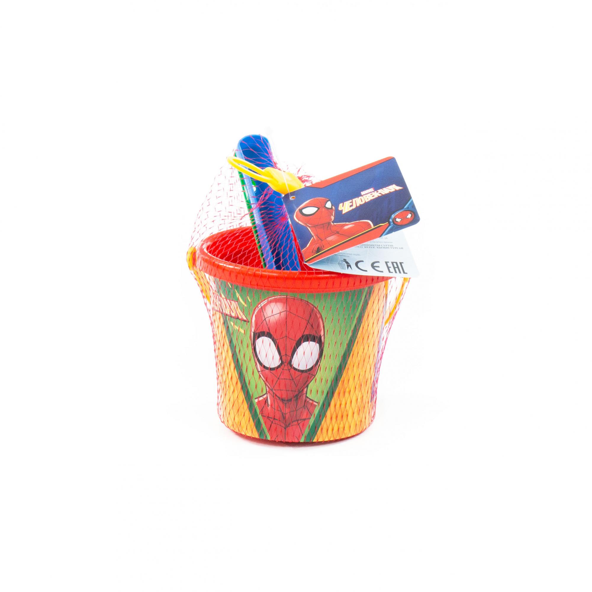 Набор Marvel - Человек-Паук №1: ведро малое с наклейкой, совок №2, грабельки №2  