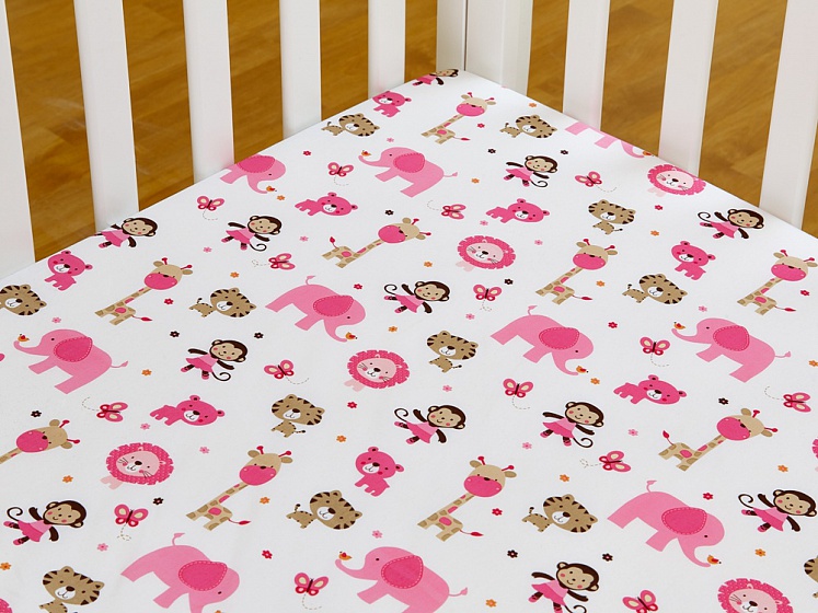 Набор постельного белья для новорожденных Pink Zoo, 7 предметов  
