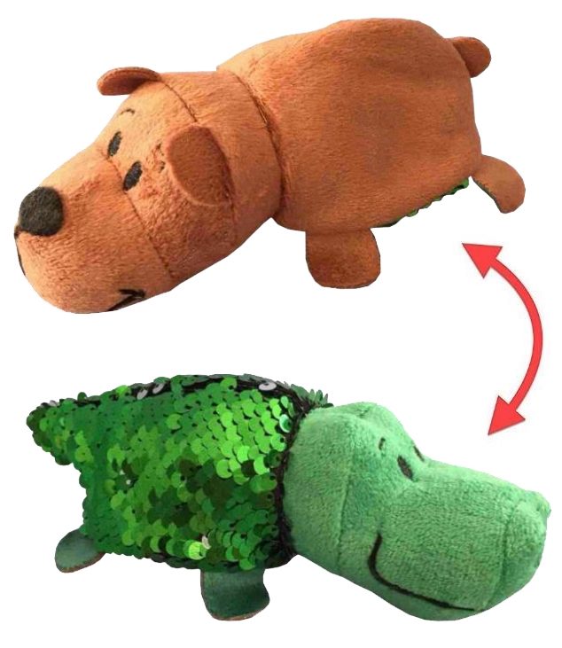 

Плюшевая игрушка Вывернушка Блеск с пайетками - Крокодил-Медведь, 12 см