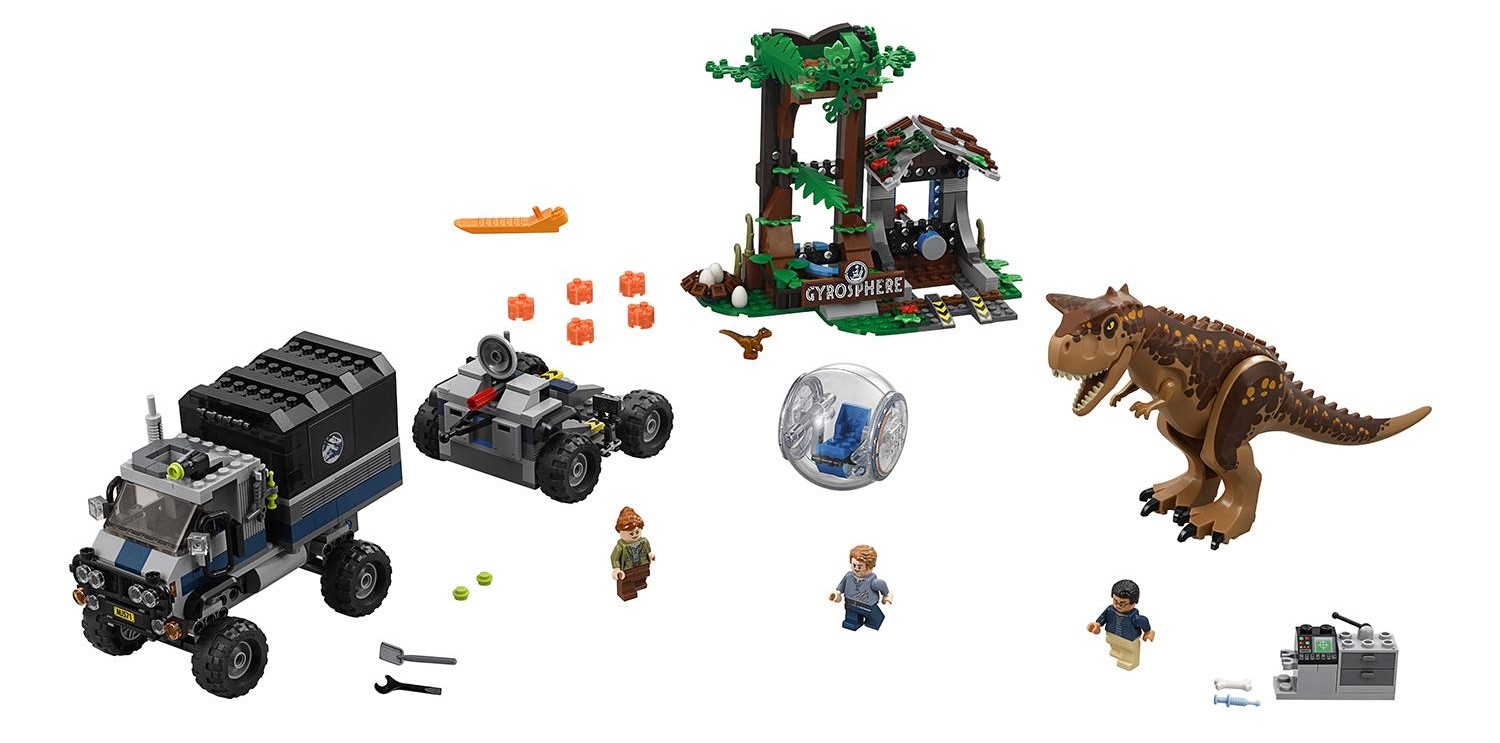 Конструктор Lego Jurassic World – Побег в гиросфере от карнотавра  