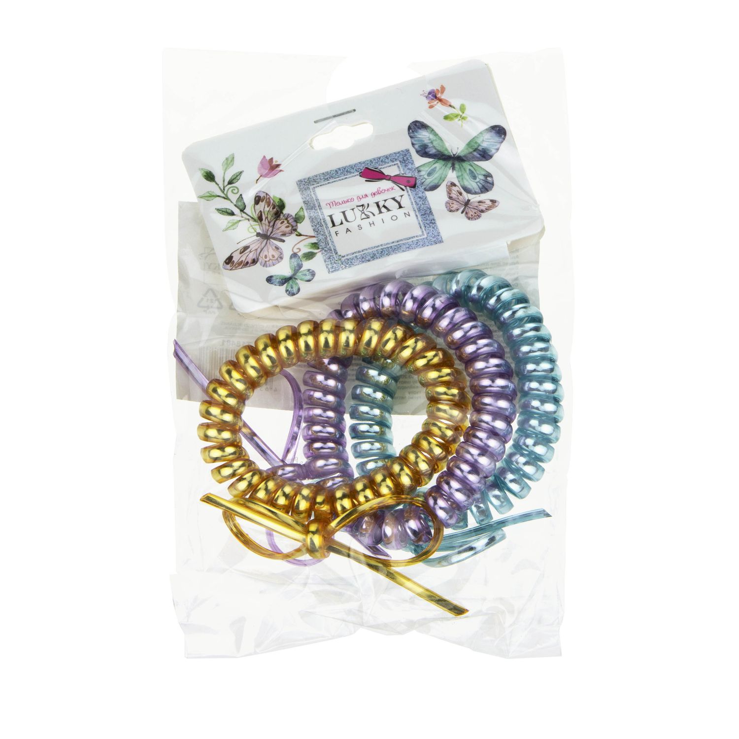 Набор резинок для волос Lukky Fashion - Спираль с бантиком, 3 штуки  