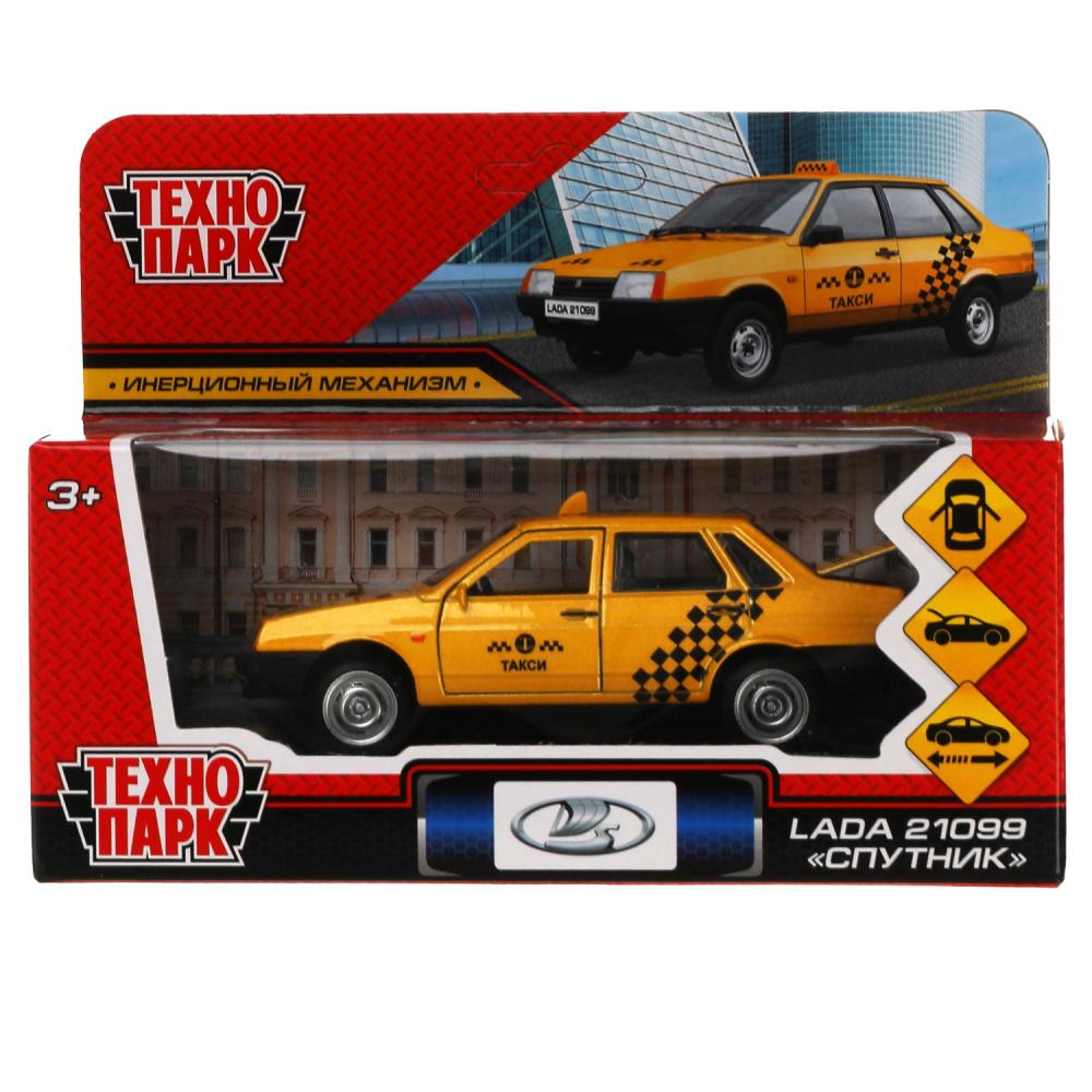 Машина Такси Спутник Lada ВАЗ-21099 12 см двери и багажник открываются металлическая  