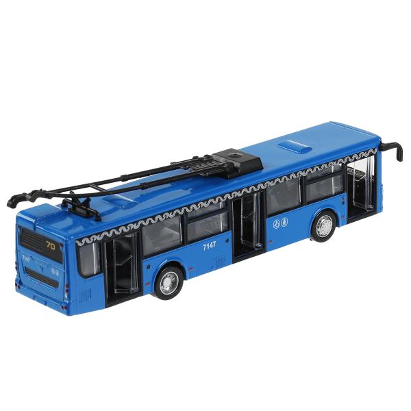Модель Троллейбус Метрополитен 18 см двери открываются синяя инерционная металлическая  