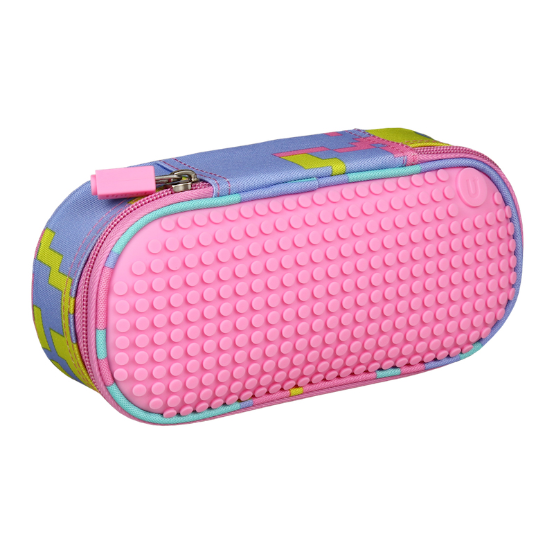 

Пенал школьный пиксельный Super class pencil case WY-B012, цвет розовый