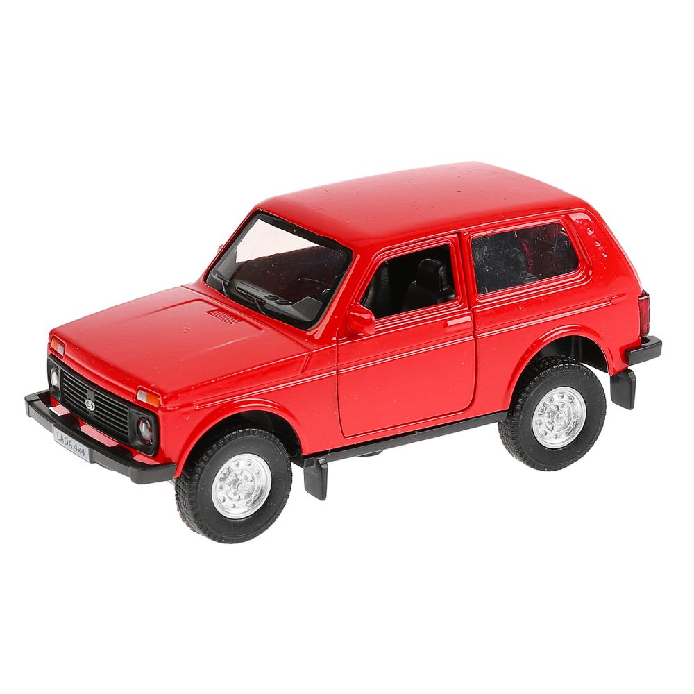 

Джип Lada 4x4, красный, 12 см, открываются двери, инерционный механизм