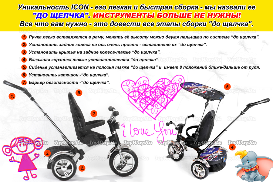 Детский трехколесный велосипед ICON 3 RT original black mat car  