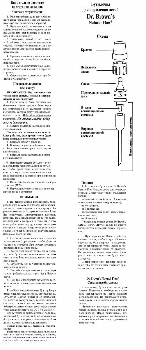 Бутылочка стандартная, 125 мл, стекло  