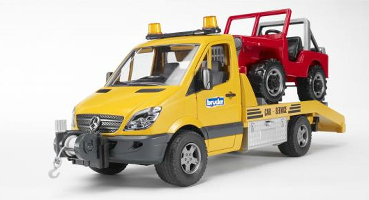 Эвакуатор Bruder Mercedes Benz Sprinter с внедорожником, свет, звук  