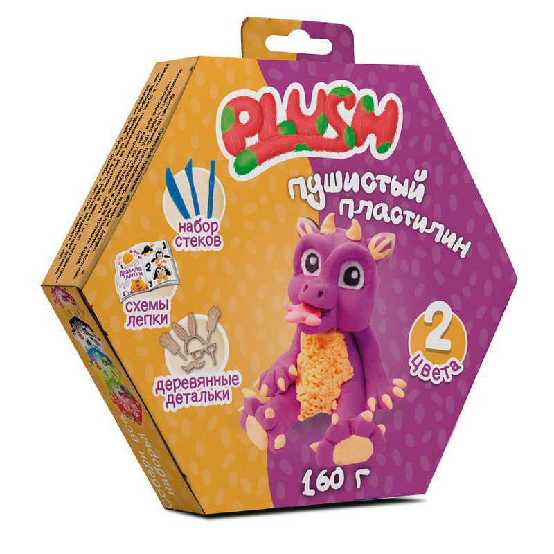 

Пластилин пушистый ТМ Plush, фиолетовый + оранжевый, 160 грамм