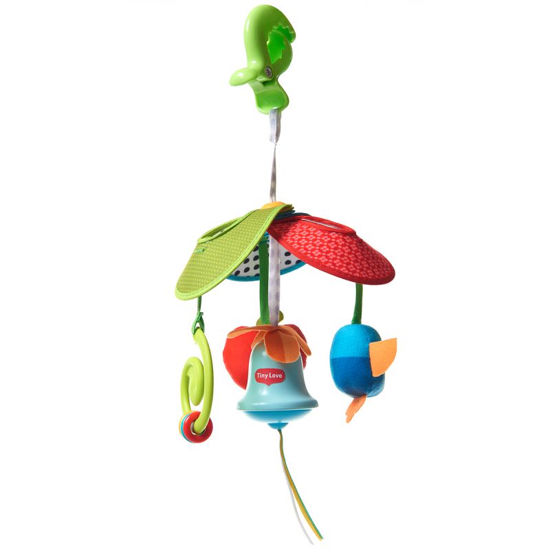 Механический подвес на коляску - Солнечная полянка, с игрушками  