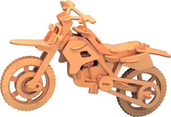 Модель деревянная сборная - Внедорожный мотоцикл, 3 пластины  