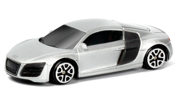 

Металлическая машина - Audi R8 V10, 1:64, серебристый