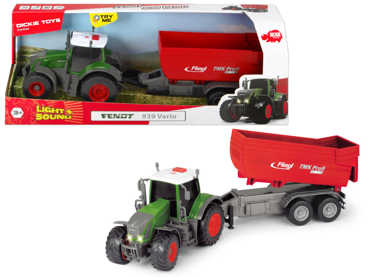 

Трактор с прицепом Fendt 939 Vario, фрикционный, свет, звук, 41 см.