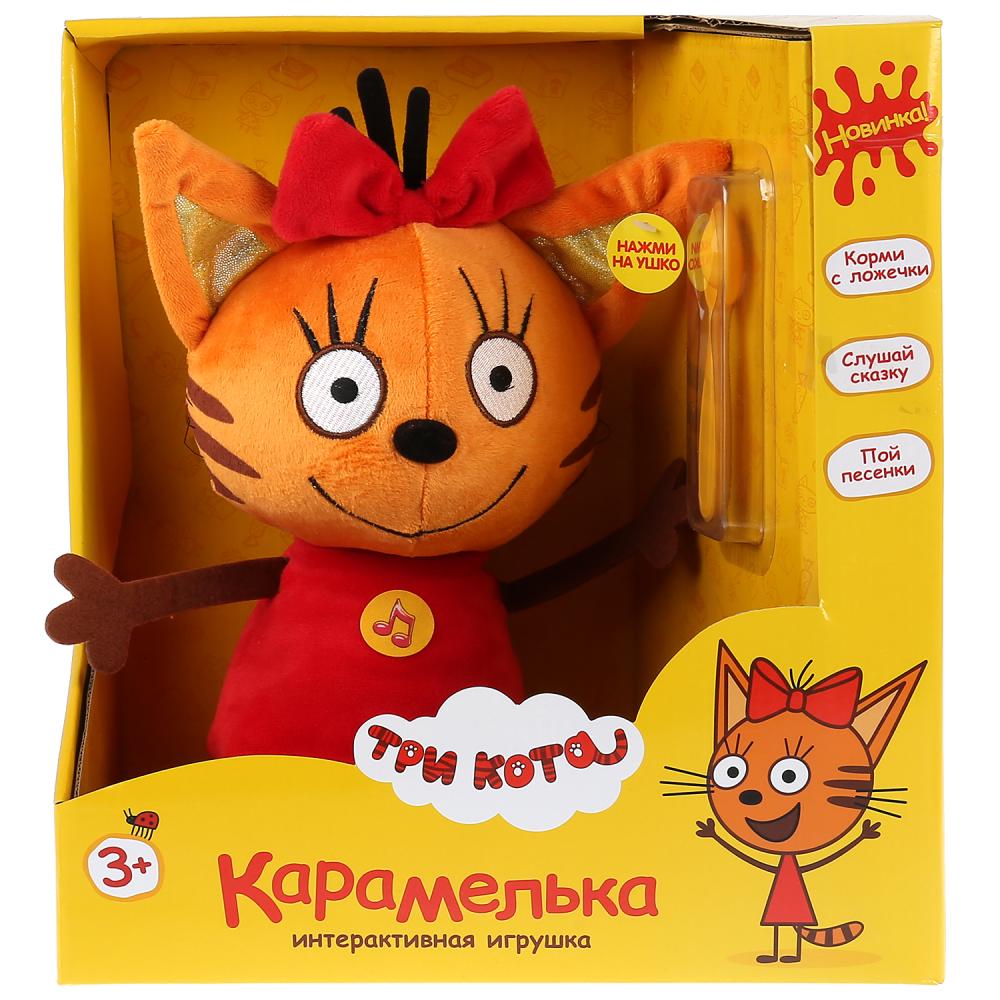 Игрушка мягкая из серии Три Кота - Карамелька, 20 см, музыкальный чип, с ложечкой  