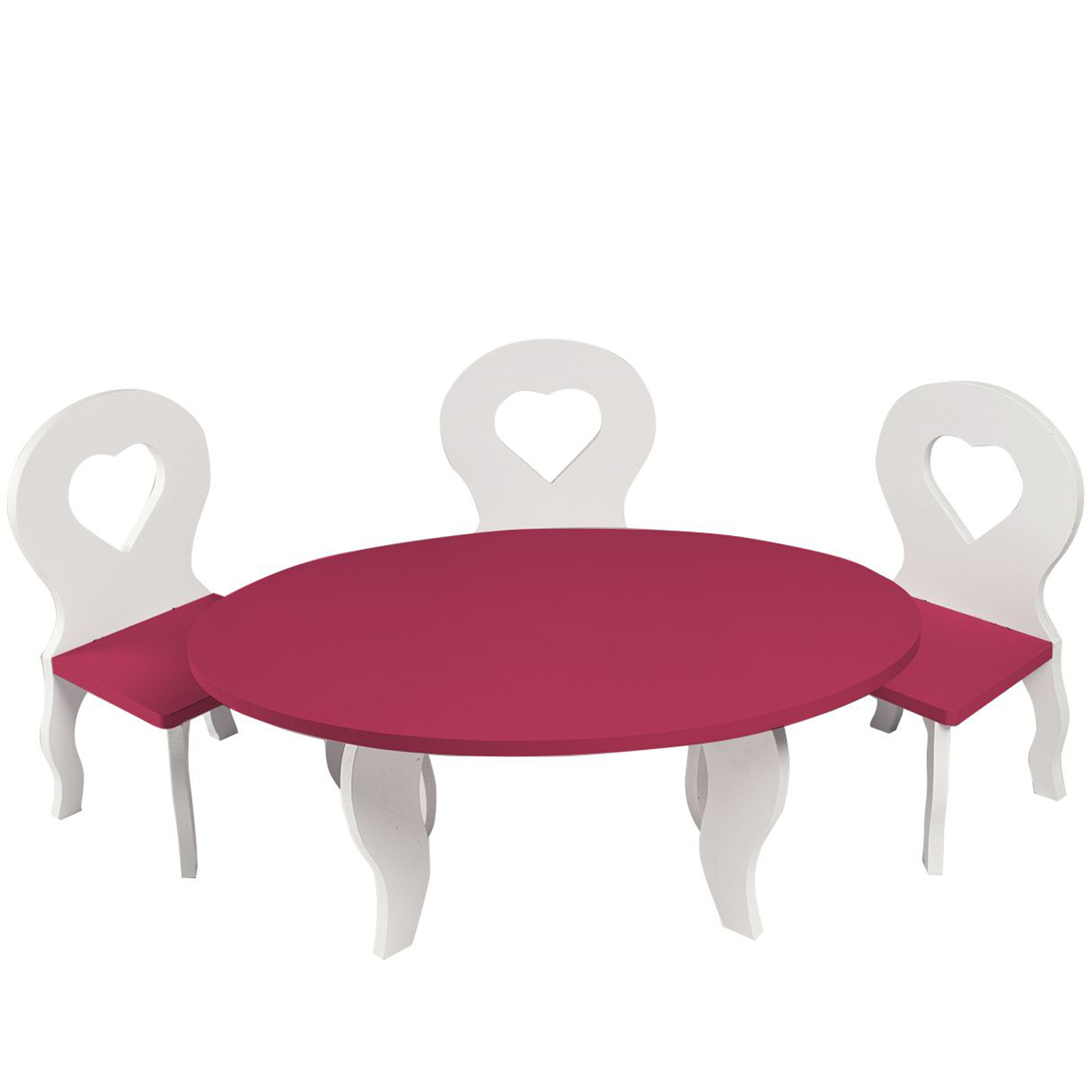 Набор мебели для кукол Шик Мини: стол + стулья, цвет: белый/ягодный  