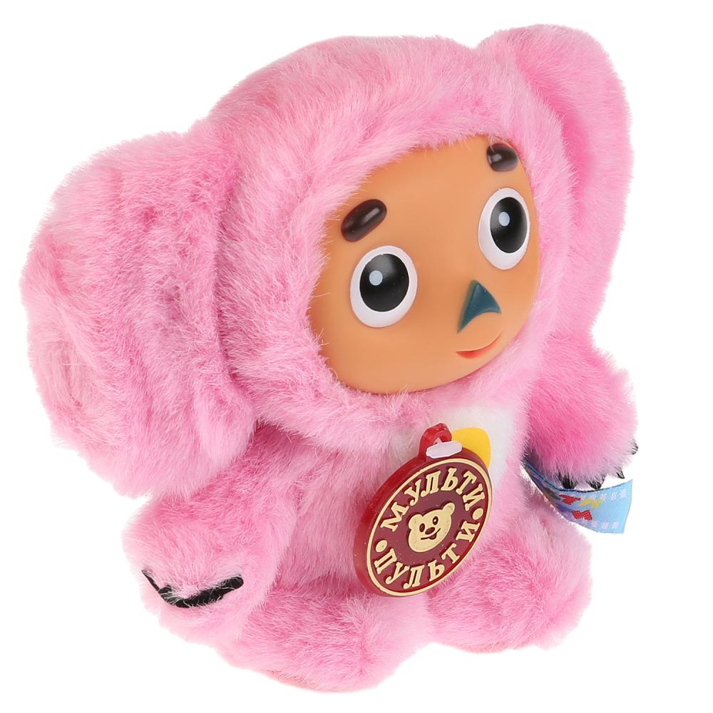 Озвученная мягкая игрушка - Чебурашка, розовый, 14 см  