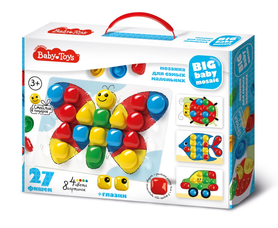 

Мозаика для самых маленьких Baby Toys, 27 элементов, 4 цвета, d40