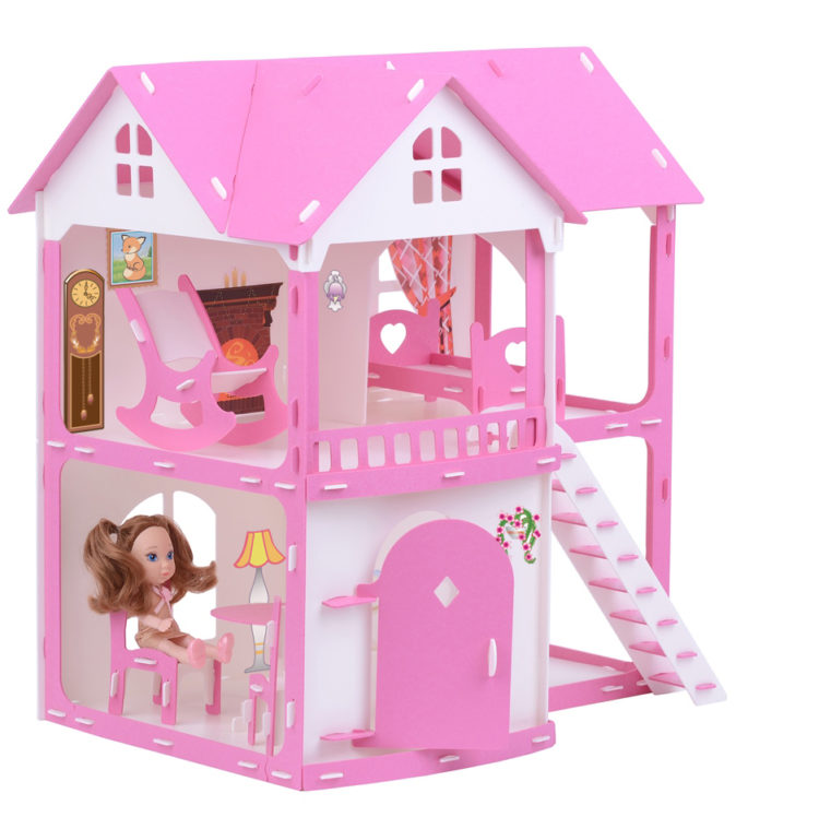 Домик для кукол - Коттедж Светлана, бело-розовый, с мебелью  