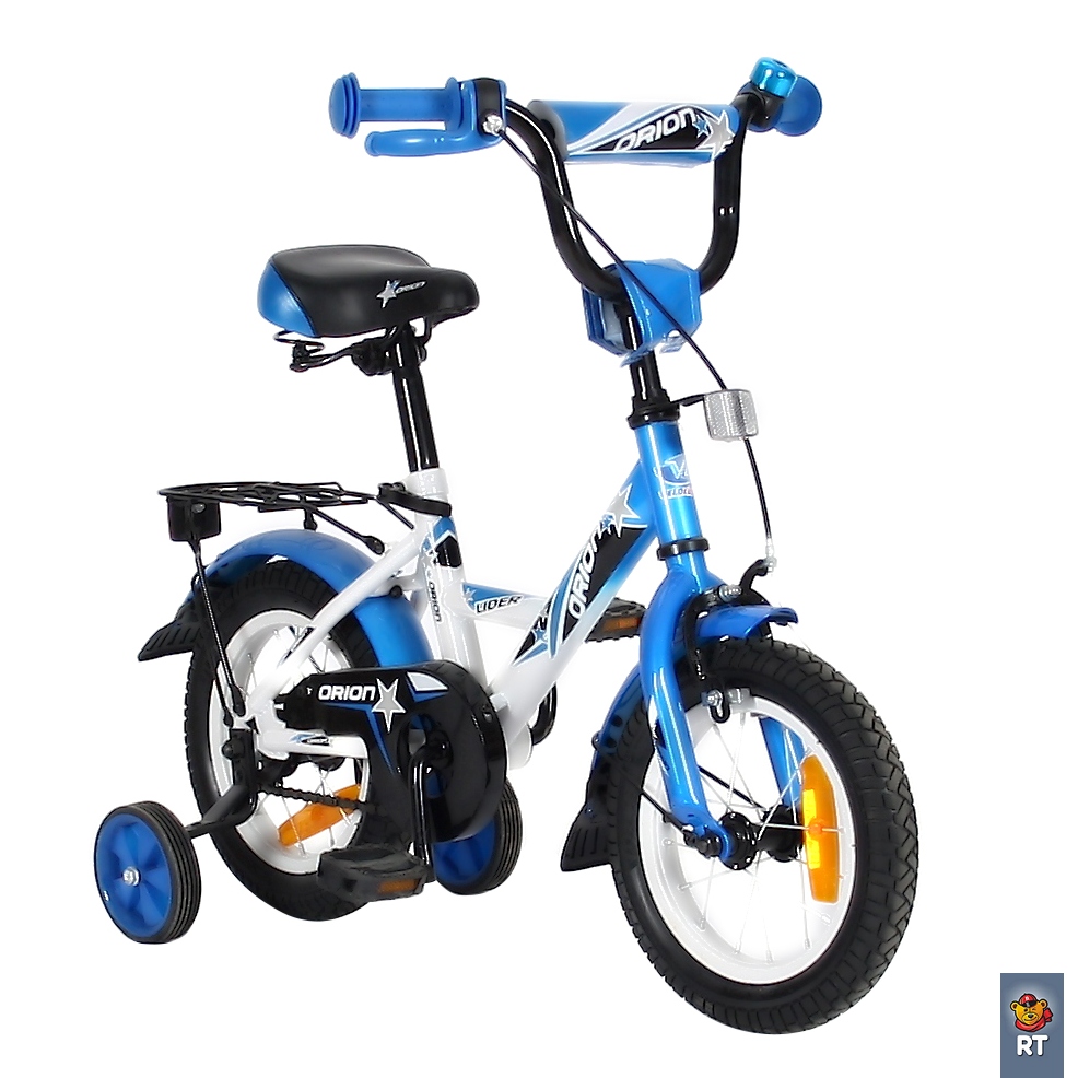 Двухколесный велосипед Lider Orion диаметр колес 12 дюймов, белый/синий  