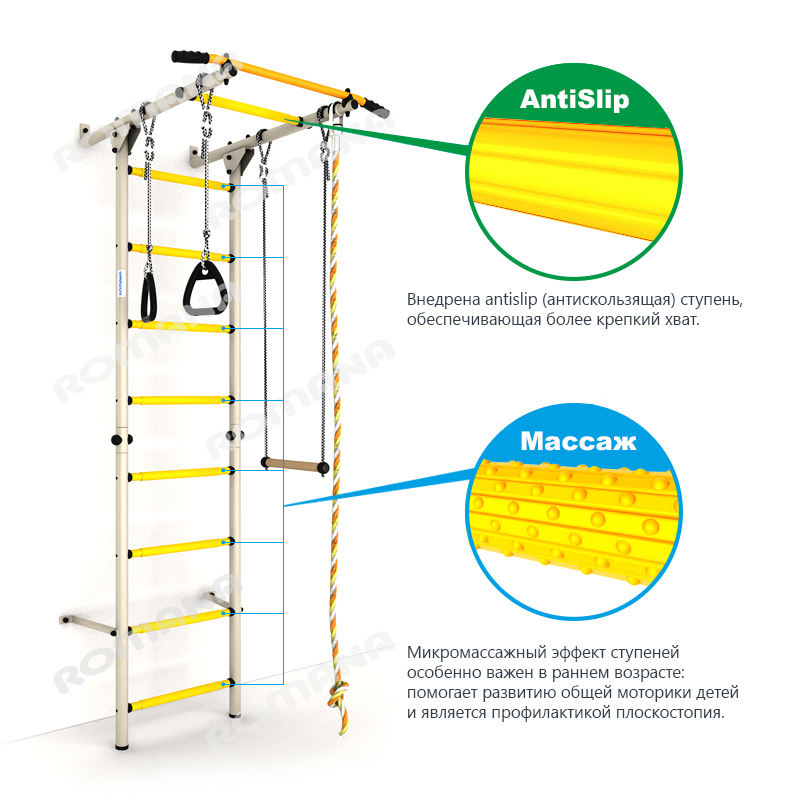 Шведская стенка Romana Карусель S1, желтая, ДСКМ-2С-8.06.Г3.490.01-13 