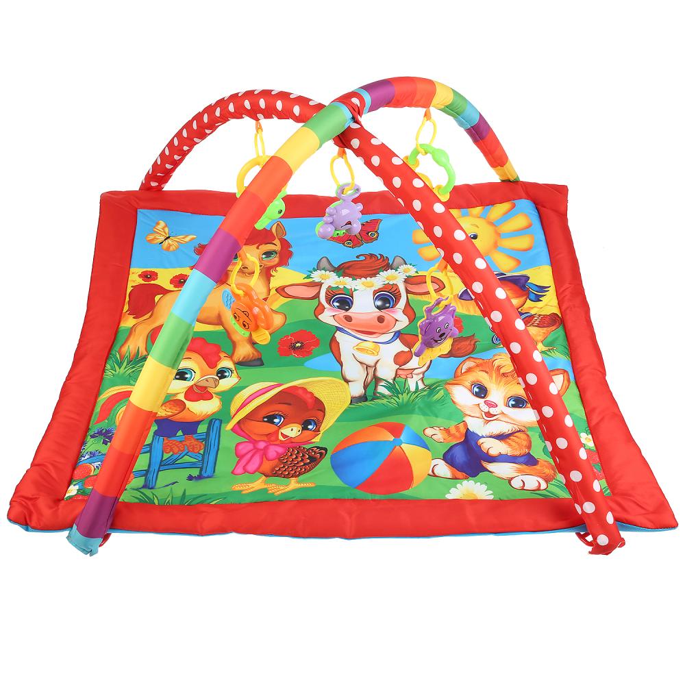 

Детский игровой коврик Любимые друзья, с погремушками на подвеске