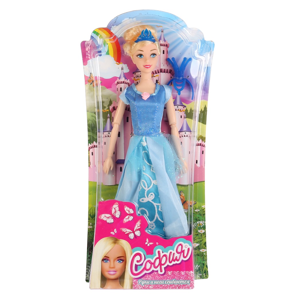 Кукла София принцесса в голубом платье 29 см., с аксессуарами  