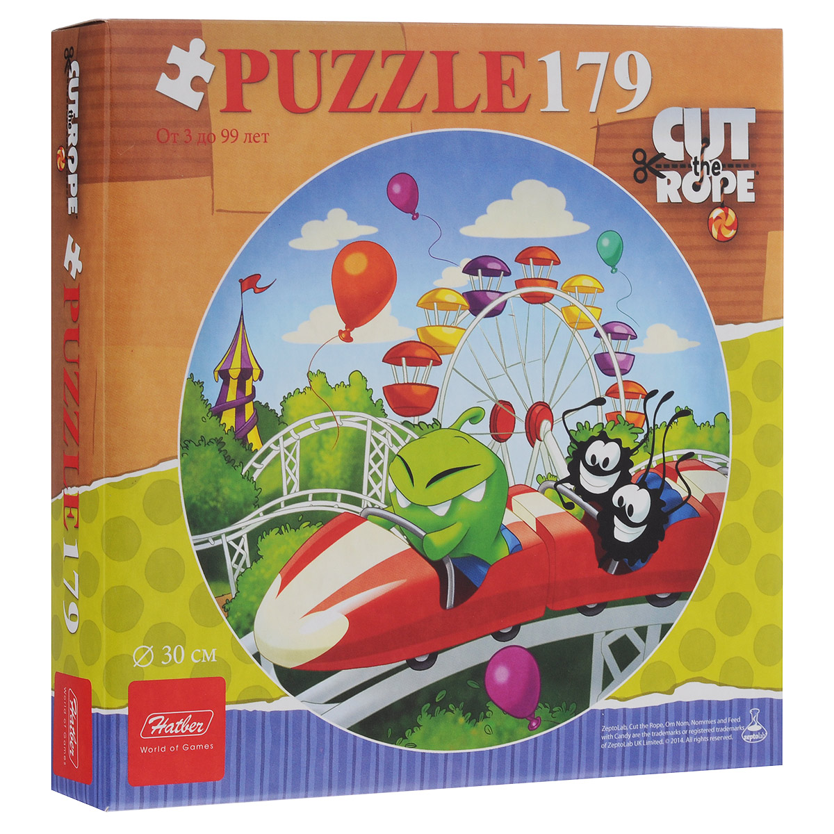

Пазл круглый 179 элементов диаметр 30 см Cut The Rope