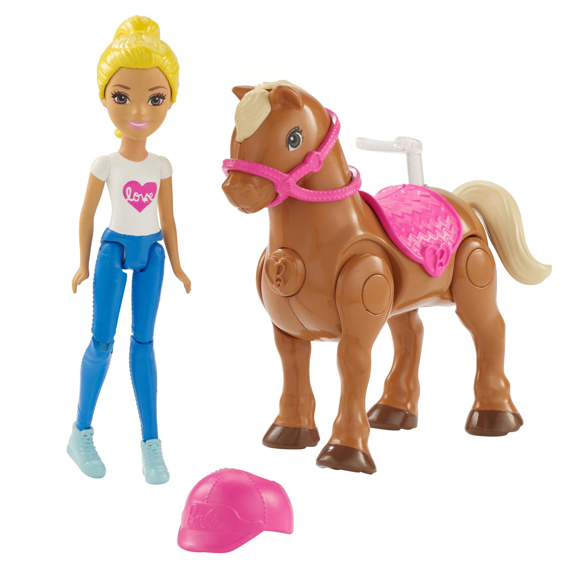 

Игровой набор Barbie – В движении, мини-кукла и пони с розовым седлом