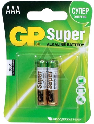 

Батарейки GP Super, типоразмер ААA LR-03, мизинчиковые, 2 штуки