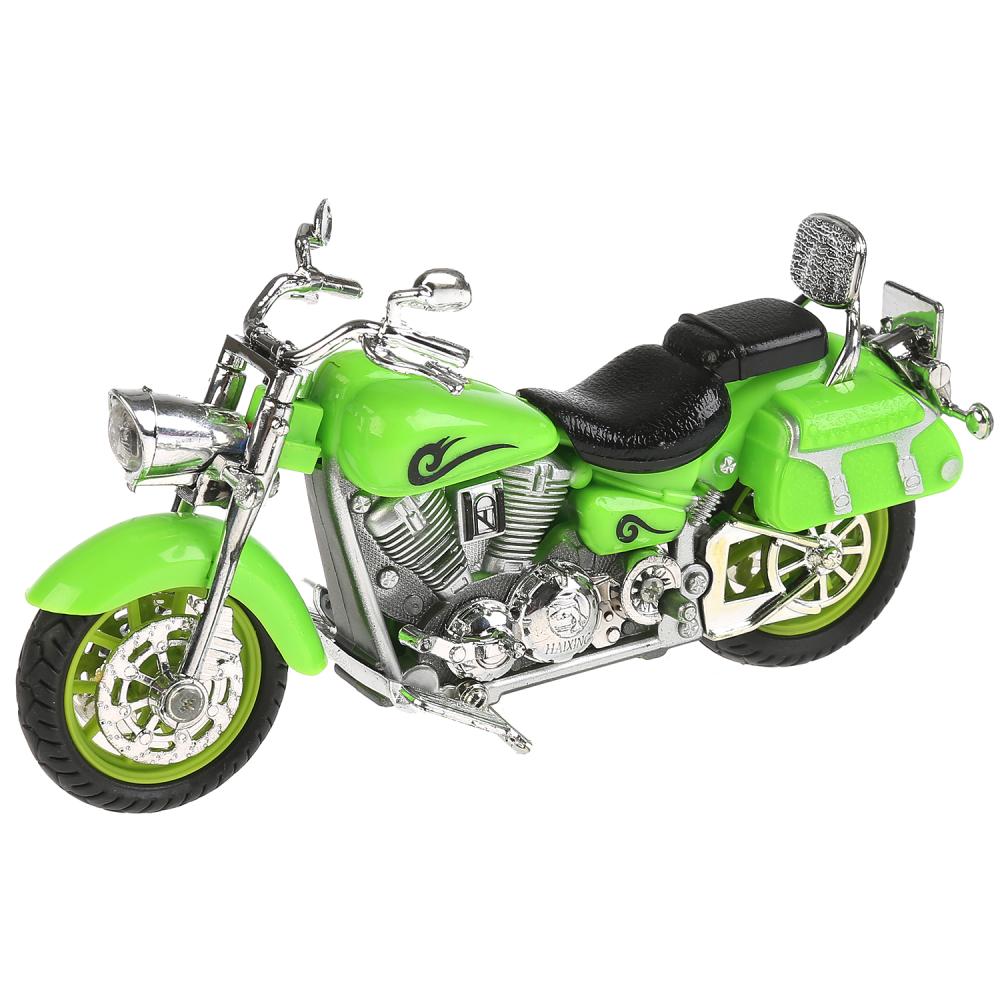 Мотоцикл металлический Крузер 14,5 см, свет, звук, выдвижная подножка, вращается руль   