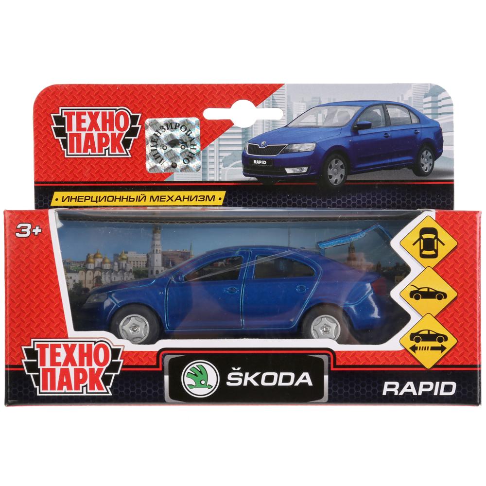 Инерционная металлическая машина - Skoda Rapid, синяя 12 см, открываются двери и багажник -WB) 