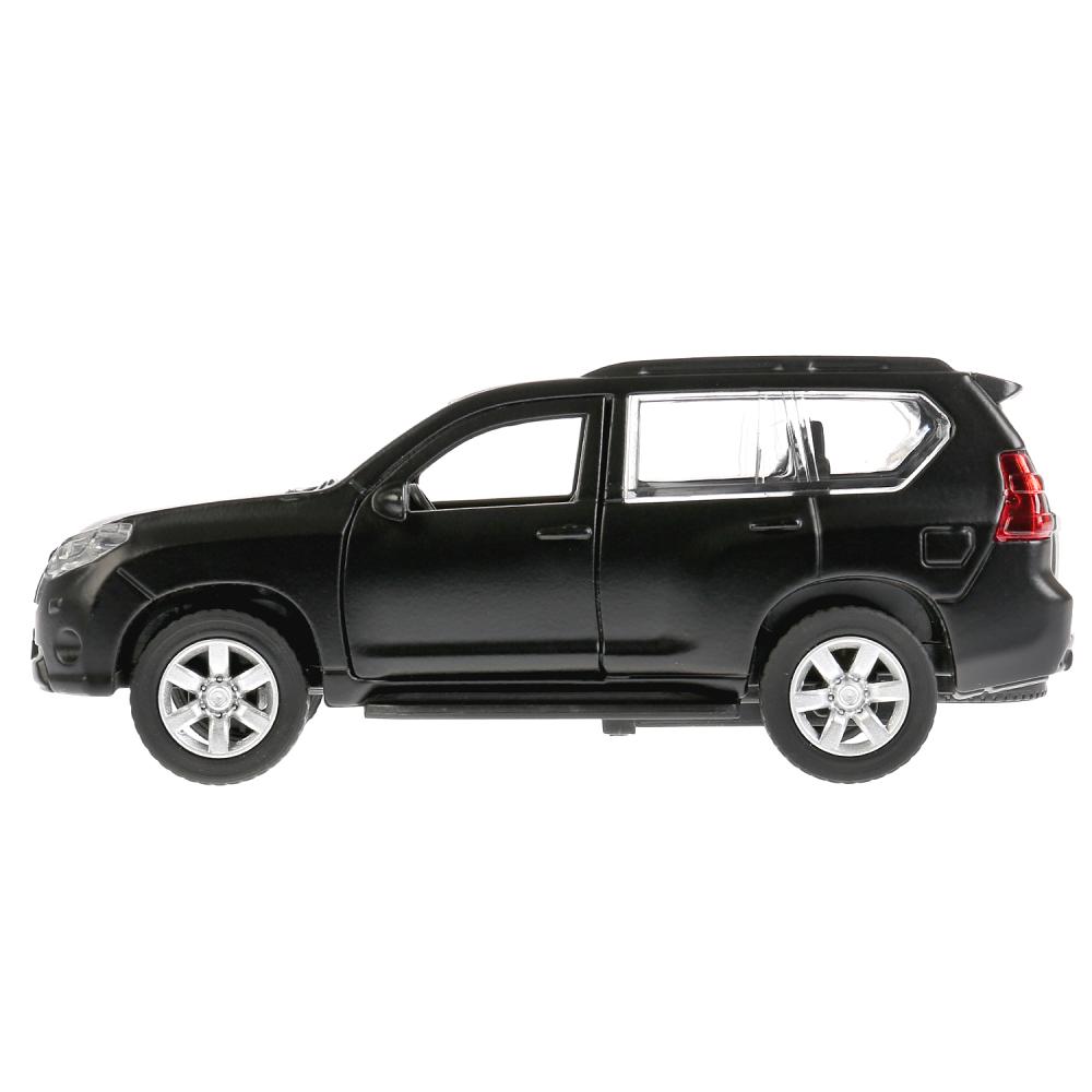 Модель Toyota Prado, матовая черная, 12 см, открываются двери, инерционная  