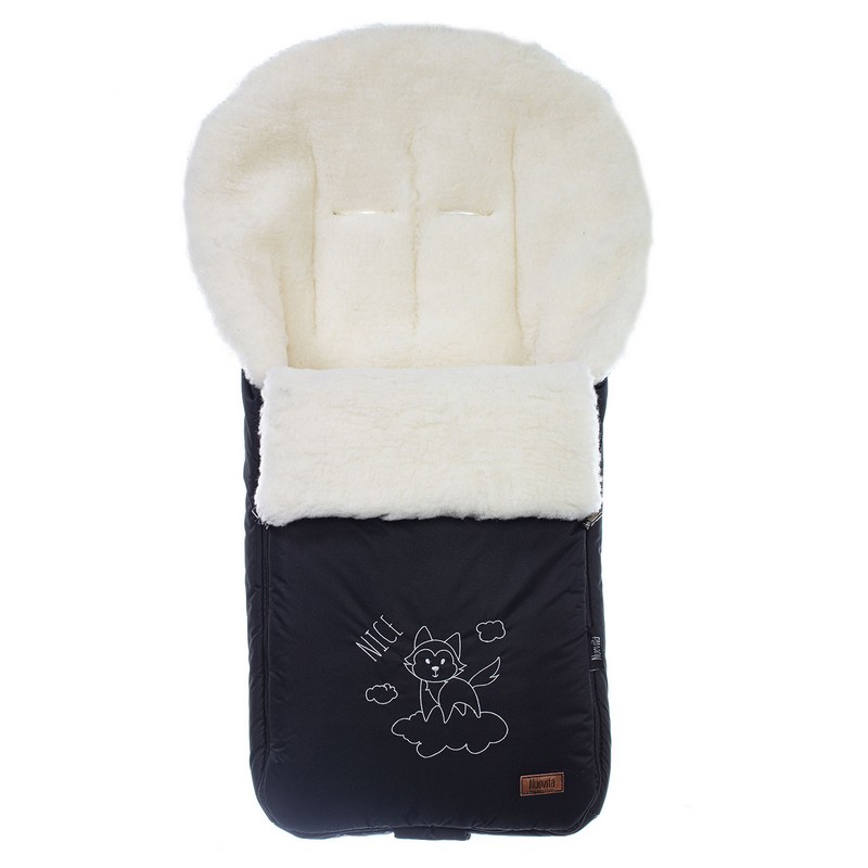 Конверт зимний меховой Nuovita Islanda Bianco Nero/Черный  