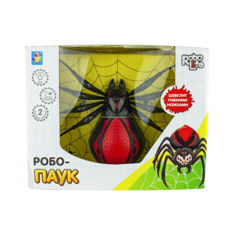 Интерактивная игрушка - Робо-паук, черно-красный, свет, звук, движение  