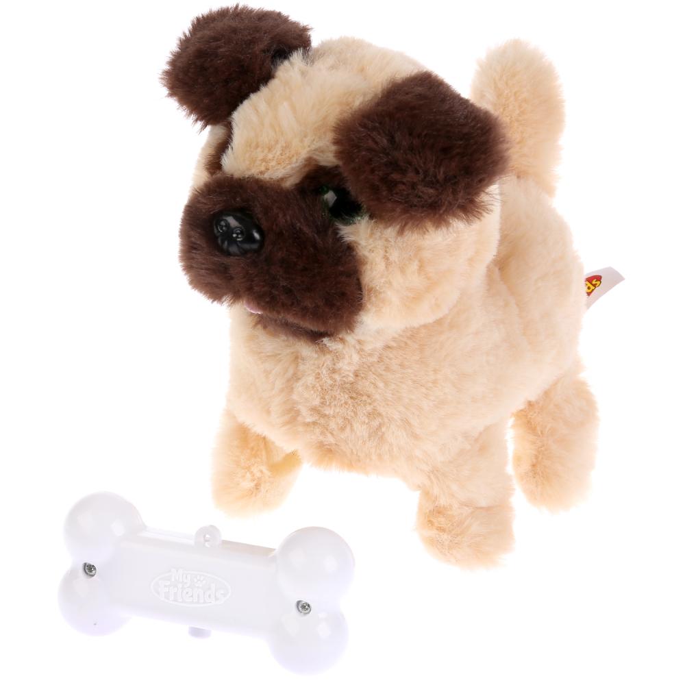 Интерактивный щенок – Бакс, 16 см со светящейся косточкой  