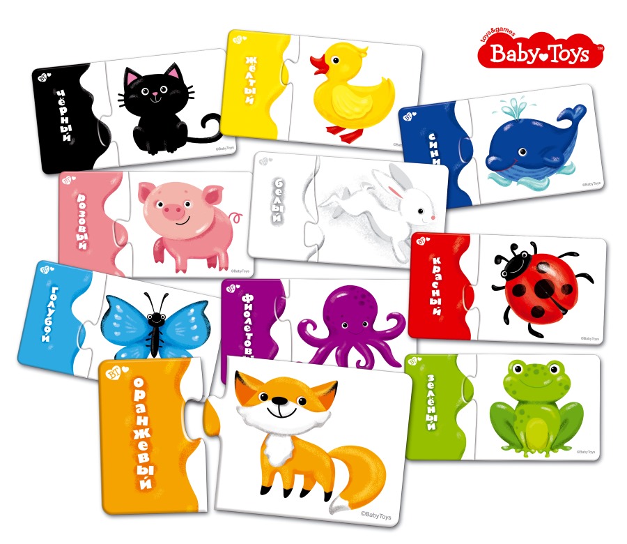 

Пазлы-макси ®BabyToys, парные - Учим цвета, 20 элементов