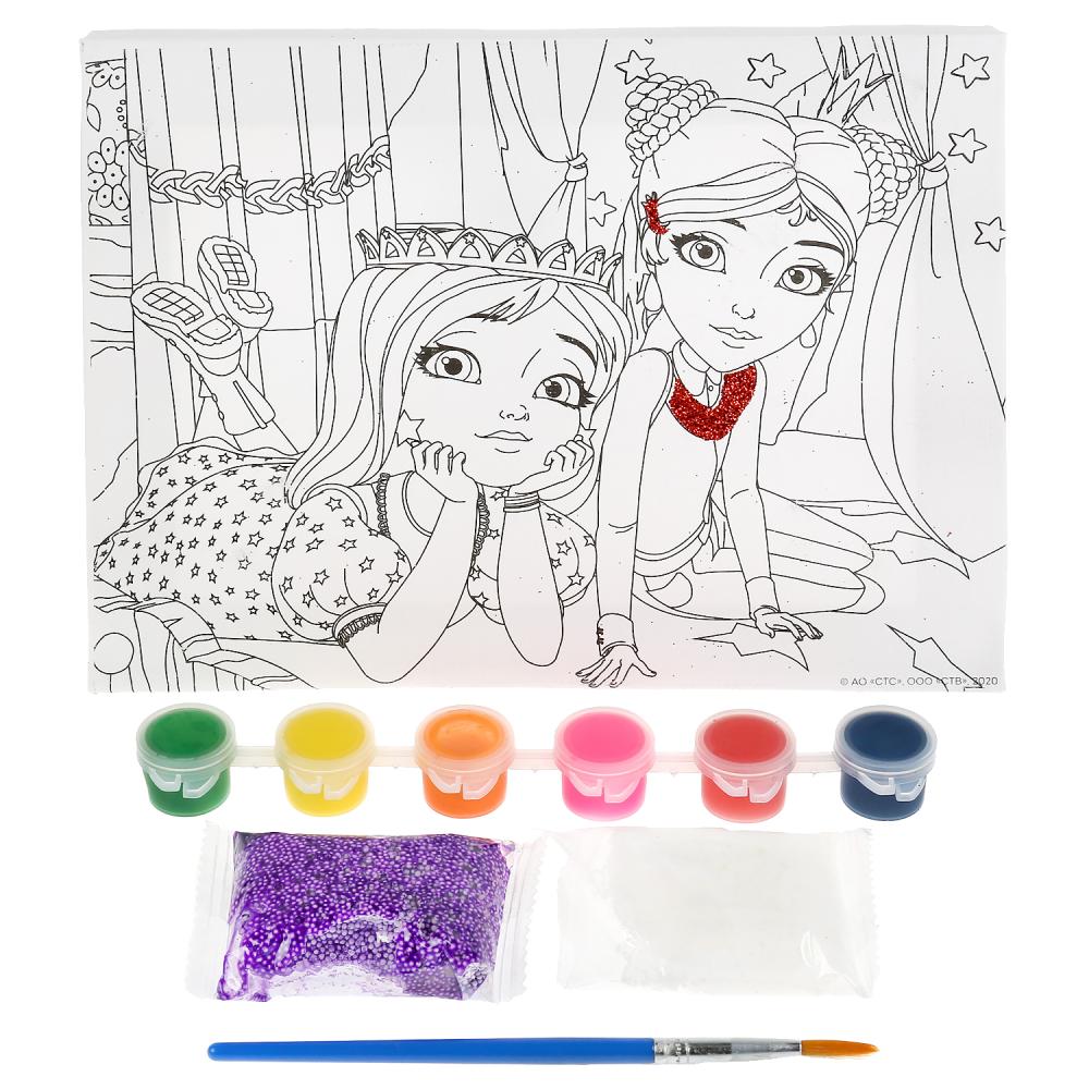 Набор для творчества из серии Царевны. Дарья и Соня, с глиттером, 6 красок + кисть, 15 х 20 см  