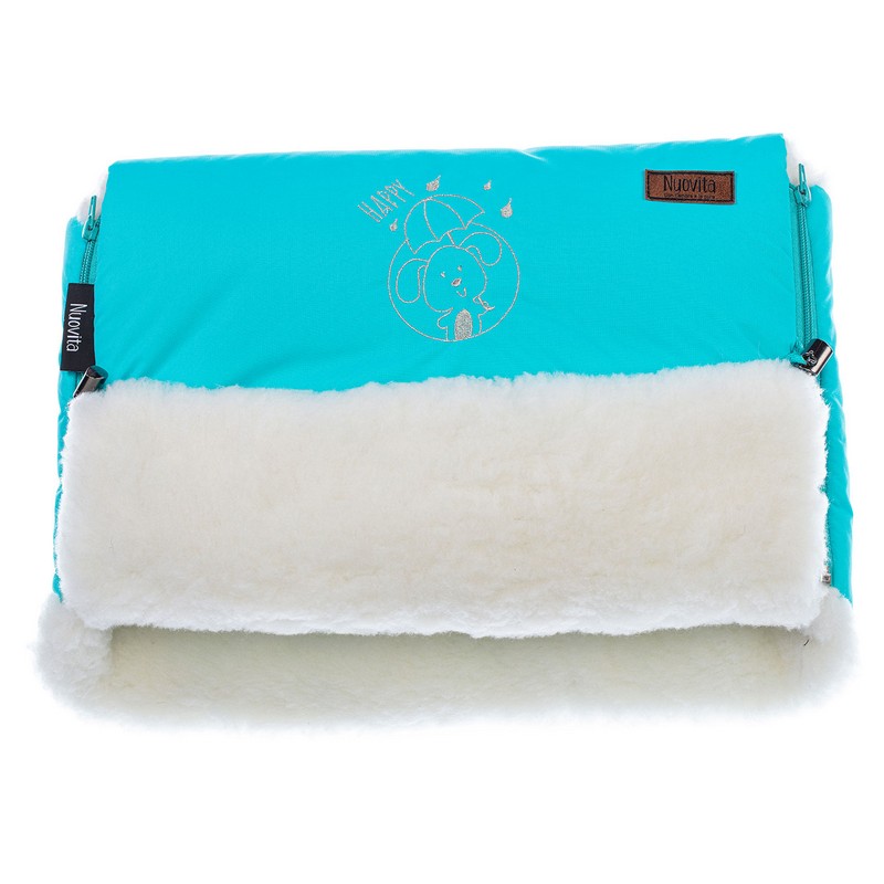 Муфта меховая для коляски Nuovita Islanda Bianco Blu/Голубой  
