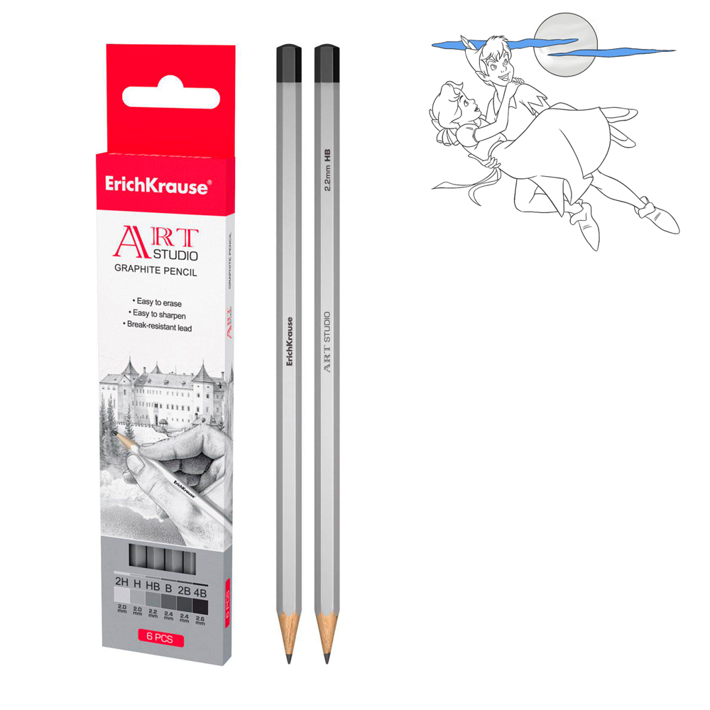 Набор чернографитных карандашей Art Studio, 6 штук