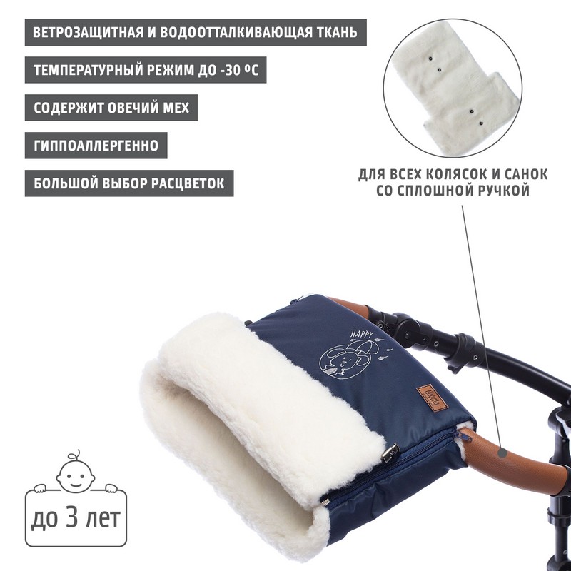 Муфта меховая для коляски Nuovita Islanda Bianco Blu/Голубой  