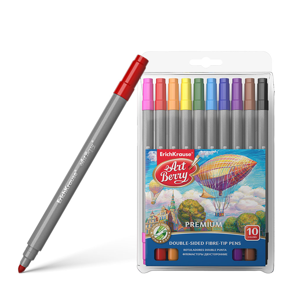 

Двухсторонние фломастеры ArtBerry Easy Washable 10 цветов