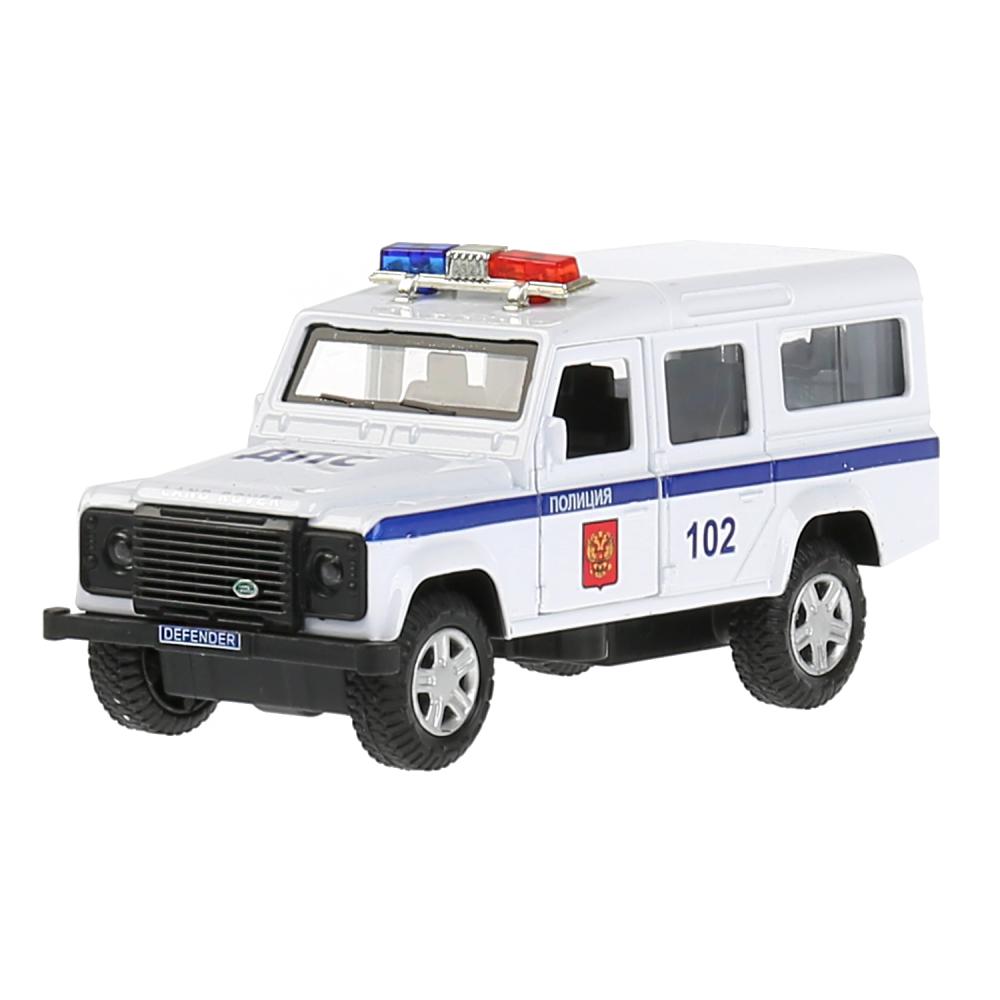 

Машина металлическая Land Rover Defender Полиция 12 см, открываются двери, инерция, белая