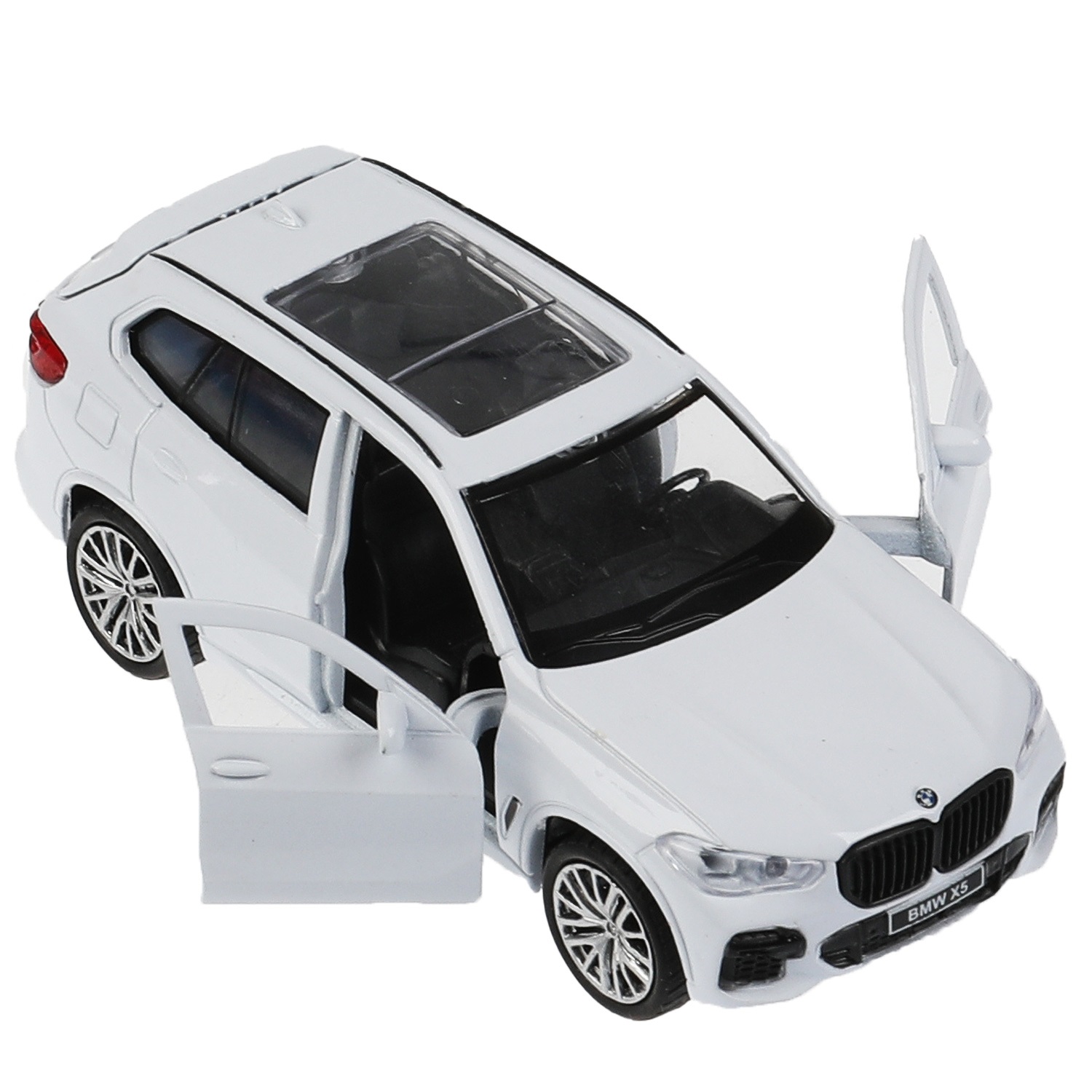 Модель BMW X5 M-Sport 12 см двери и багажник открываются инерционная металлическая белая  
