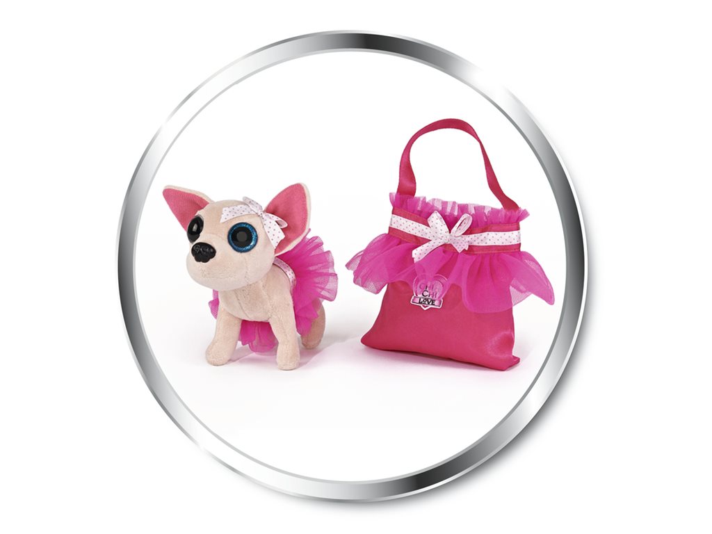 Плюшевая собачка Chi Chi Love - Чихуахуа, в балетной пачке, с розовой сумочкой, 15 см  