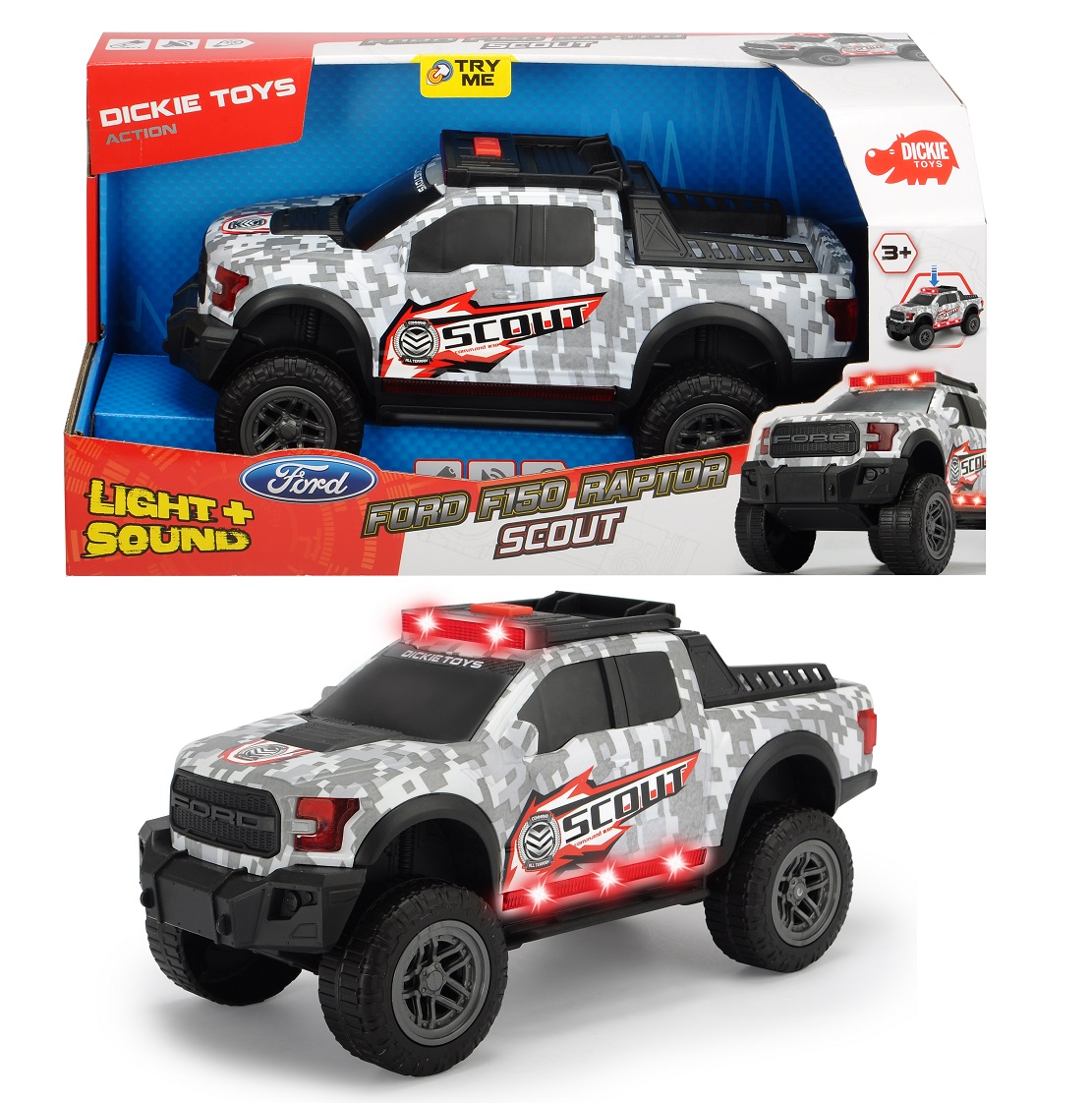 

Машинка Scout Ford F150 Raptor, 33 см, свет, звук, музыка