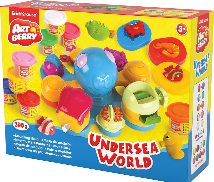 

Биопластилин ArtBerry Undersea World с аксессуарами для лепки 8 баночек