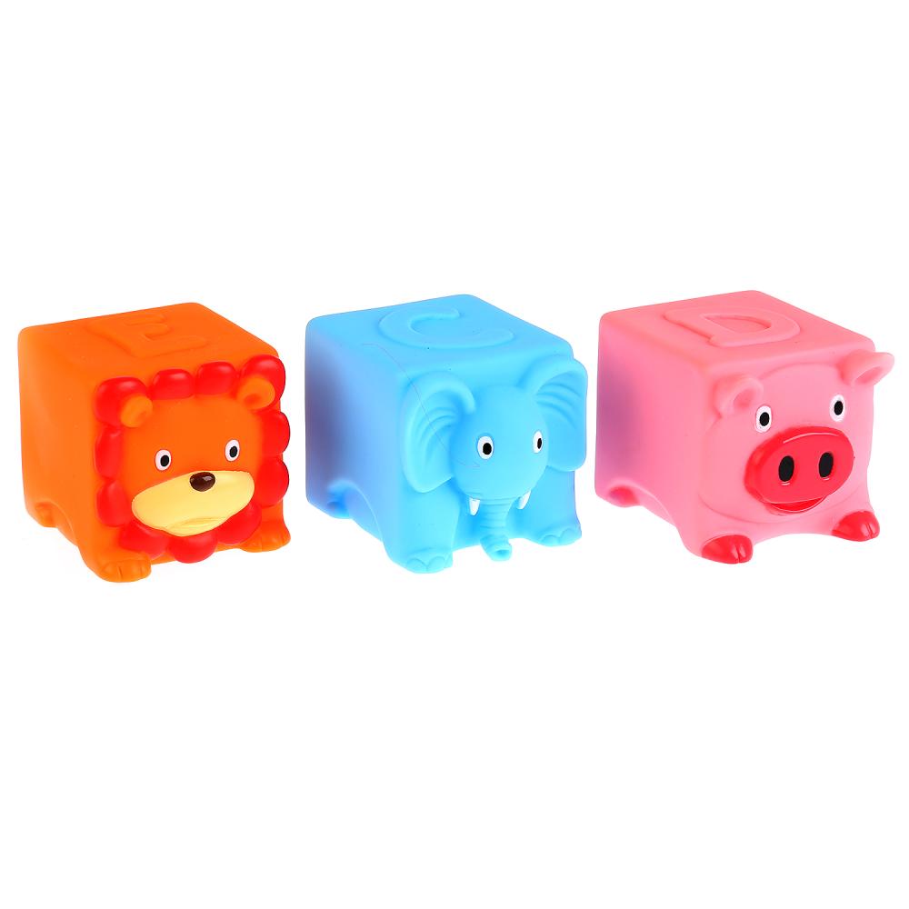 Игрушки пластизоль для купания – DEC, 3 кубика-пищалки в сетке  